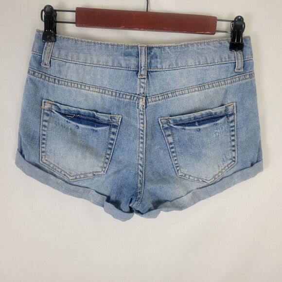 Forever 21 Denim Shorts Juniors‎ 25 Blue Jean Mid Rise Womens Button Fly W27 - Picture 2 of 15